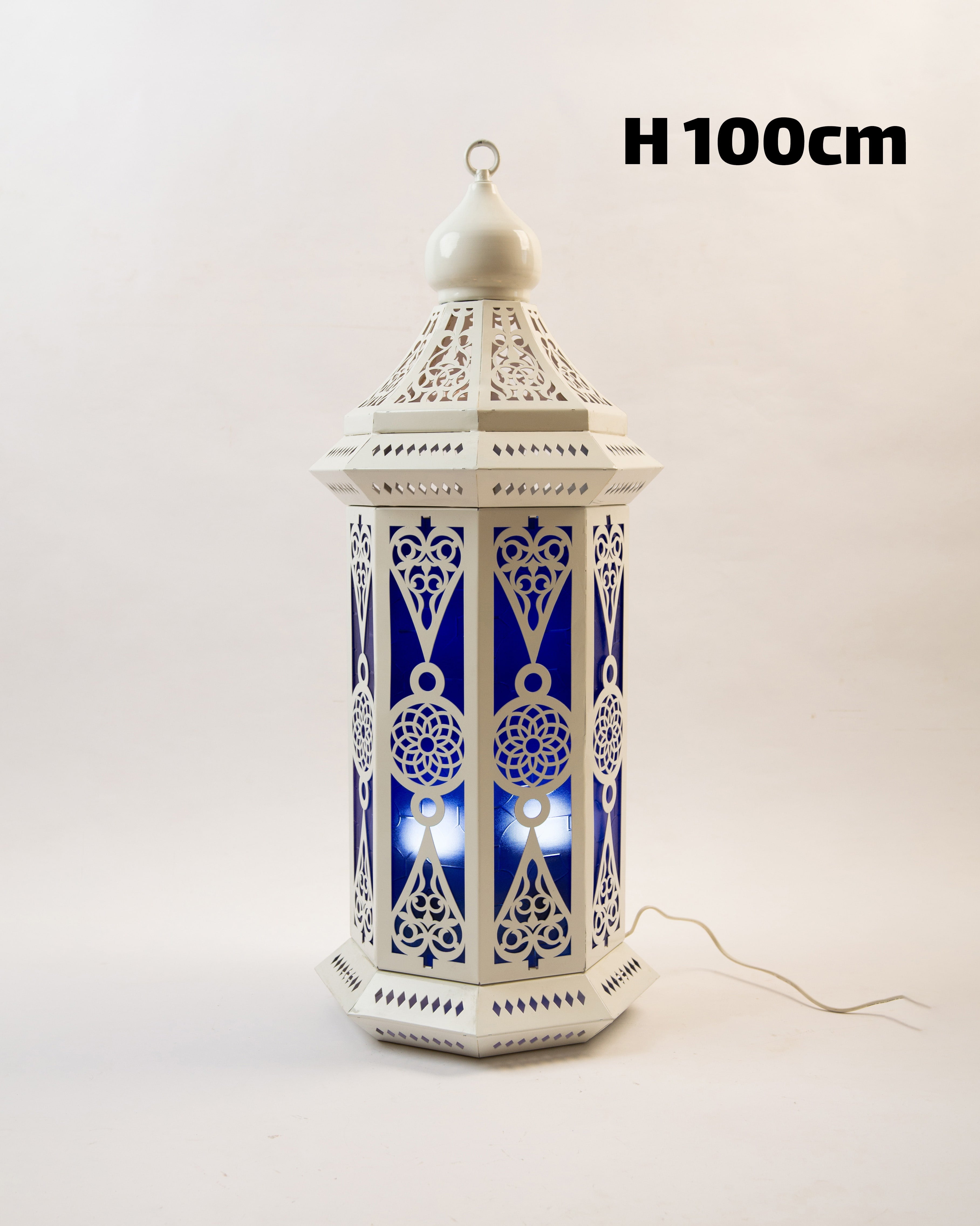 Ramadan Lantern, 4 Lights, Metal, 100×40cm - Off White